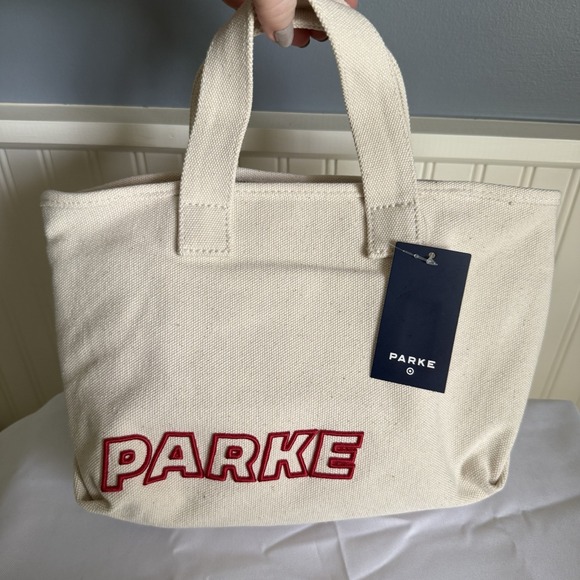 Parke Handbags - Parke x Target Mini Canvas Tote Bag Handbag Purse Beige Red NWT Sold Out